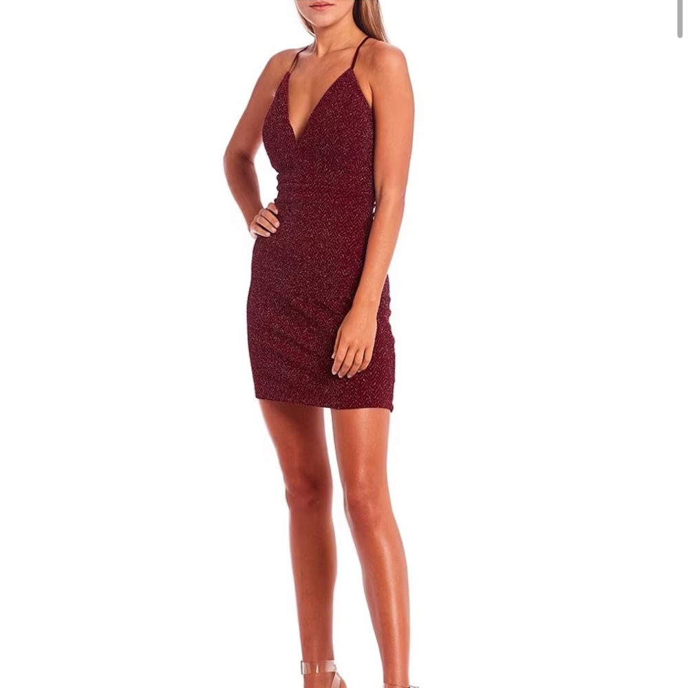 Windsor Burgundy Sparkle Mini Dress